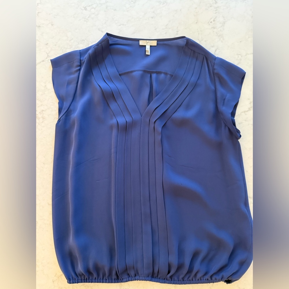 Joie Silk Blouse Pleated Cap Sleeve Top Size S
